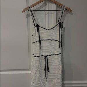 For Love And Lemons White and Black Knit Maxi Dress